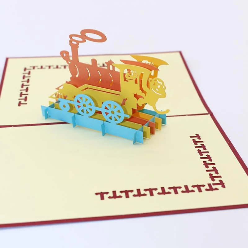 Выдвижные открытки Павлин 3D на день рождения с наклейкой-конвертом счастье поезд