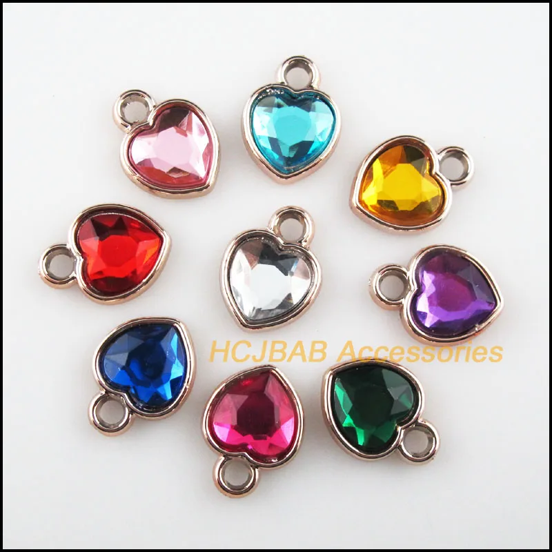 

30 New Heart Charms Mixed Acrylic Pendants KC Gold Color 12.5x16.5mm
