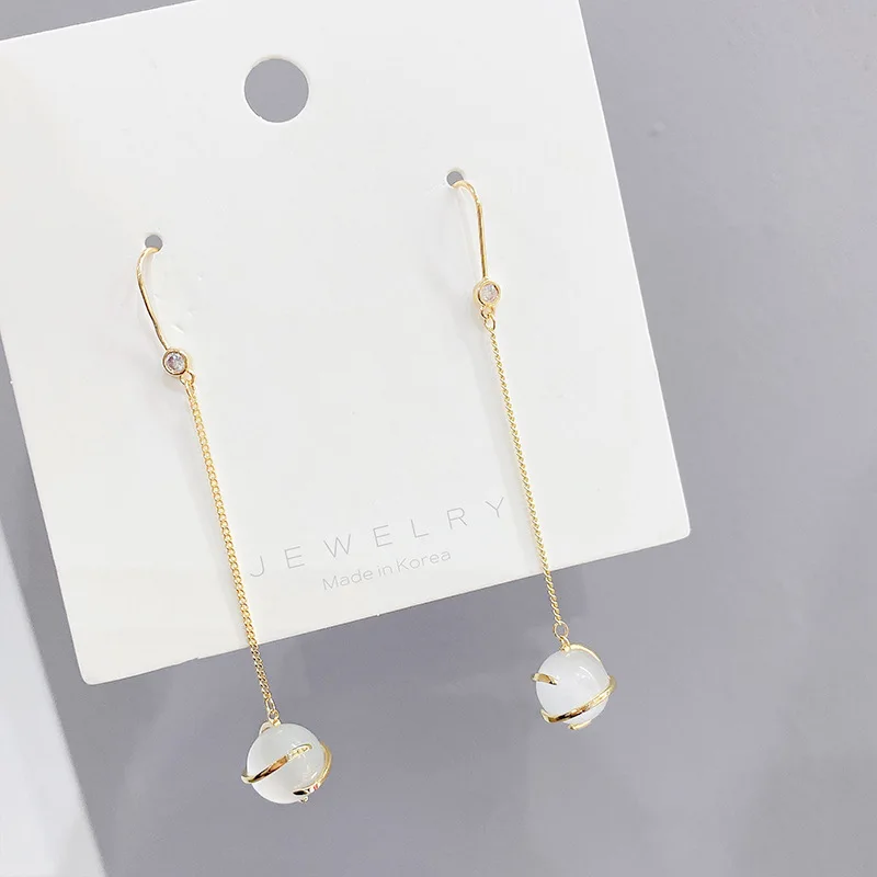 

Wholesale Chalcedony Tassel EarringsNew New Long Elegant Sterling Silvers Post Jewelry For Women Gift