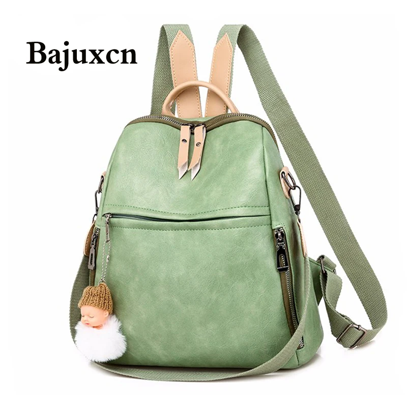 Трендовый Дамский рюкзак школьный ранец из мягкой кожи для девушек большая