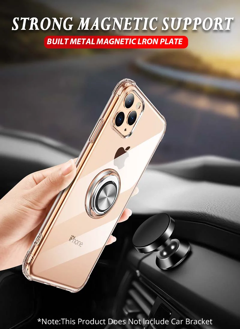 XSDTS Прозрачный 3D противоударный чехол для iPhone 11 Pro XS Max X XR 8 7 6 6S Plus держатель с магнитным креплением автомобильная подставка для стенда чехол Капа