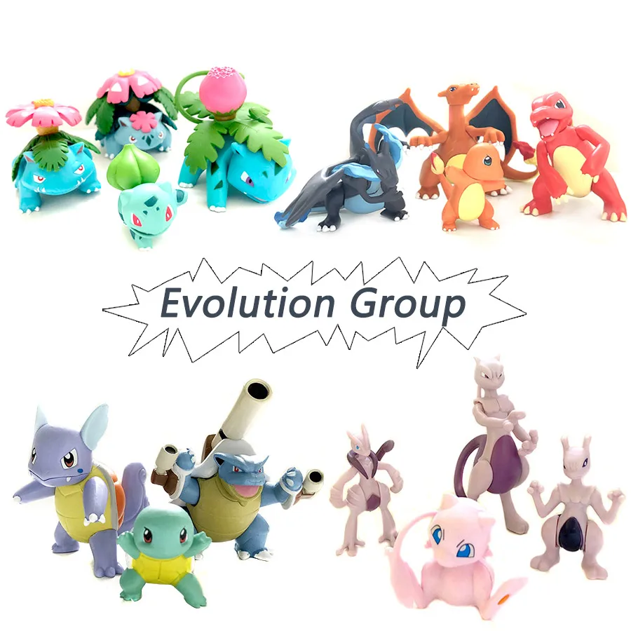 Evolution group Mewtwo Charizard Venus Blastoise аниме экшн-игрушка Покемон Фигурки Коллекция Модель игрушки украшение автомобиля игрушка