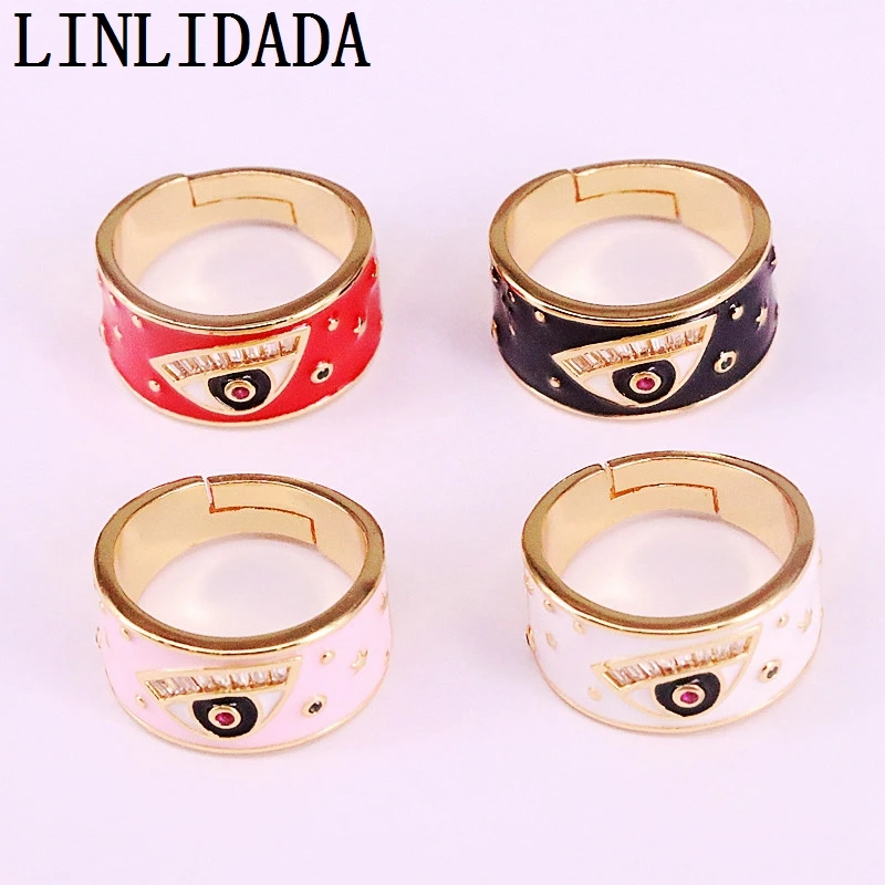 

8 шт. Новая мода Золотой цвет CZ микро проложенный цвет яркая эмаль глаз палец Праздничная бижутерия с кольцами для женщин девочек