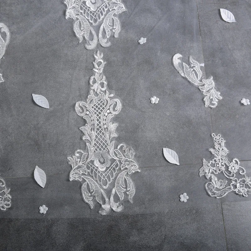 

Bridal veil 3 meters water soluble flower row long mopping lace tail Korean wedding dress