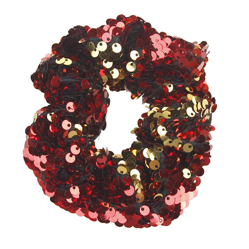 

Fashion Colorful Reversible Sequins Rubber Bands Hair Scrunchies Ponytail Holder Hair Ties Gum for Women Hair Accessories