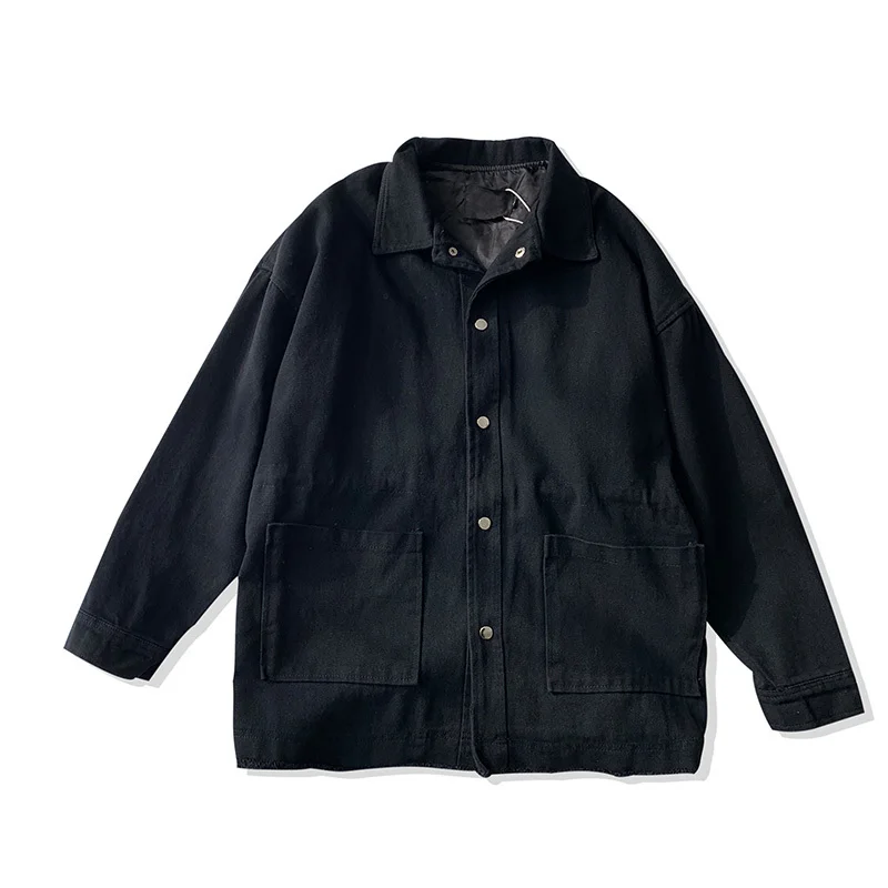 

Men Jackets Chic Loose Solid All-match Long Sleeve Clothes Male Turn-down Collar with Pockets Streetwer Simple Ins Kroean Style