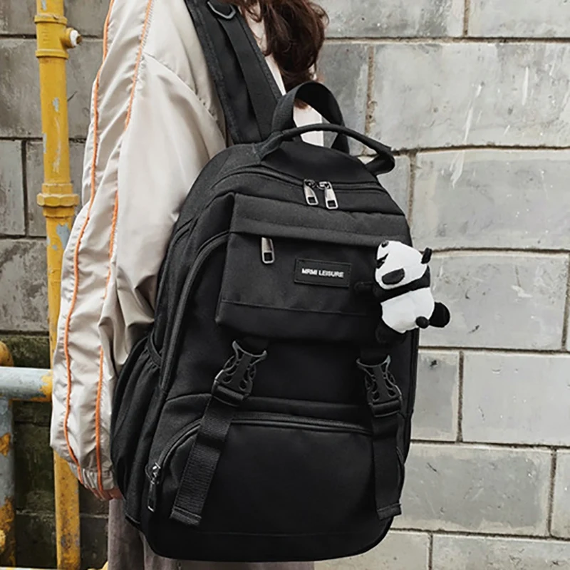 

Teenage Girls School Bags Fashion Black Large School Backpack Book Bag Student Girl Backpack