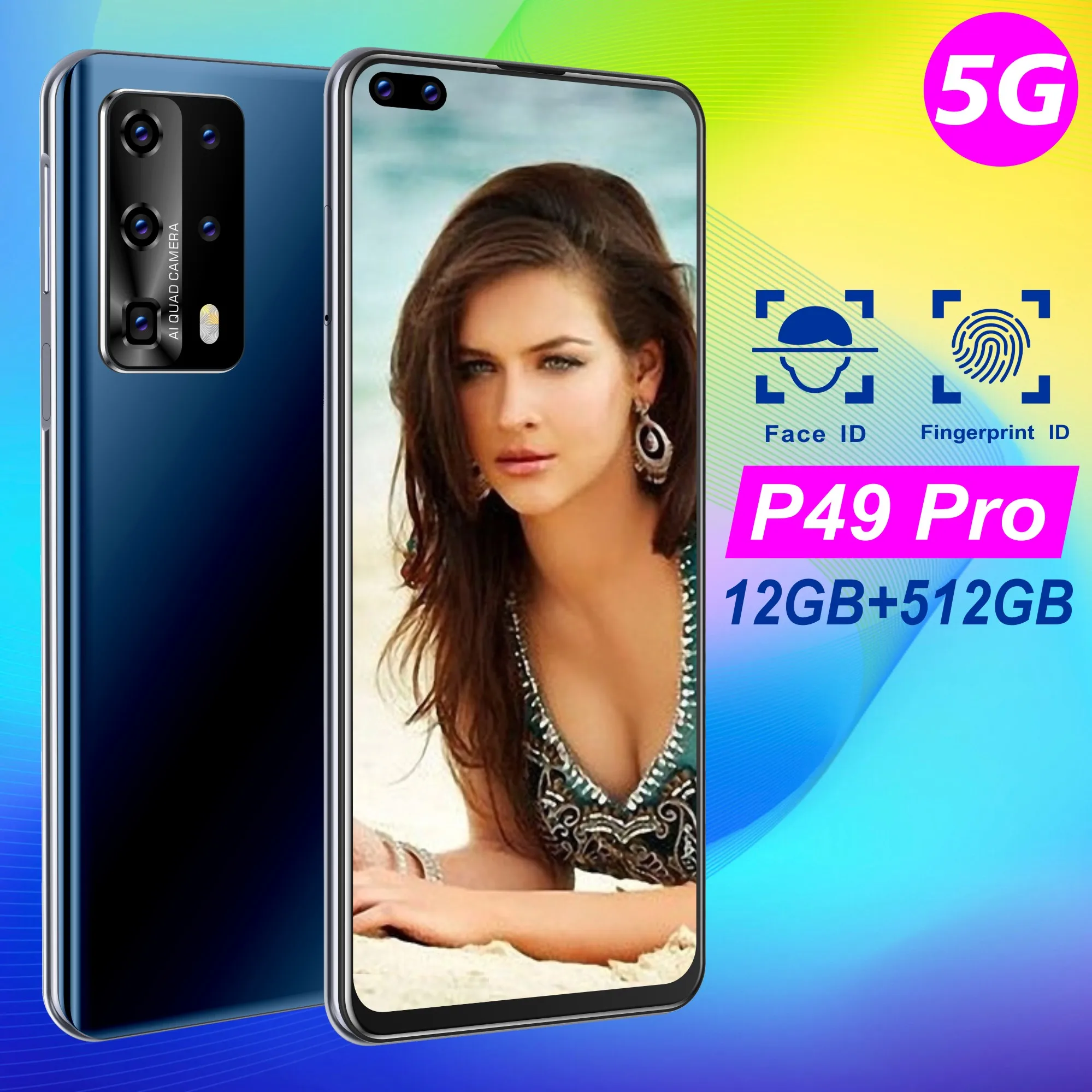 

2021 Latest P49 Pro HD Smartphone 7.2 Inch 16GB + 256GB 5000mAh Android 5G Network Phone Supports Fingerprint and Face Unlock 5G