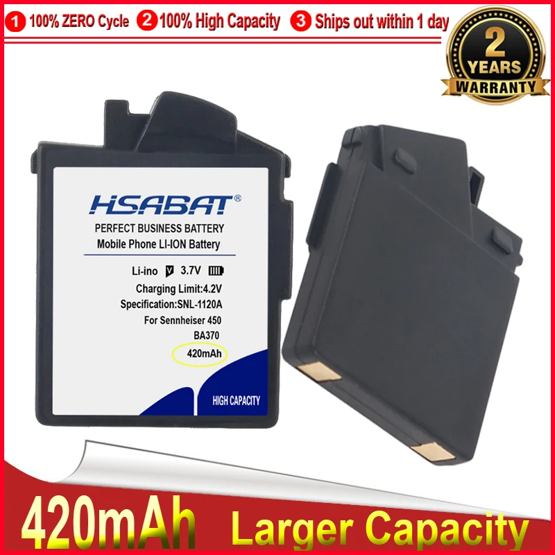 Аккумулятор HSABAT 0 цикл 420 мАч BA370 для Sennheiser 450 550 MM400 PX210BT PX360 360BT PXC310|Аккумуляторы