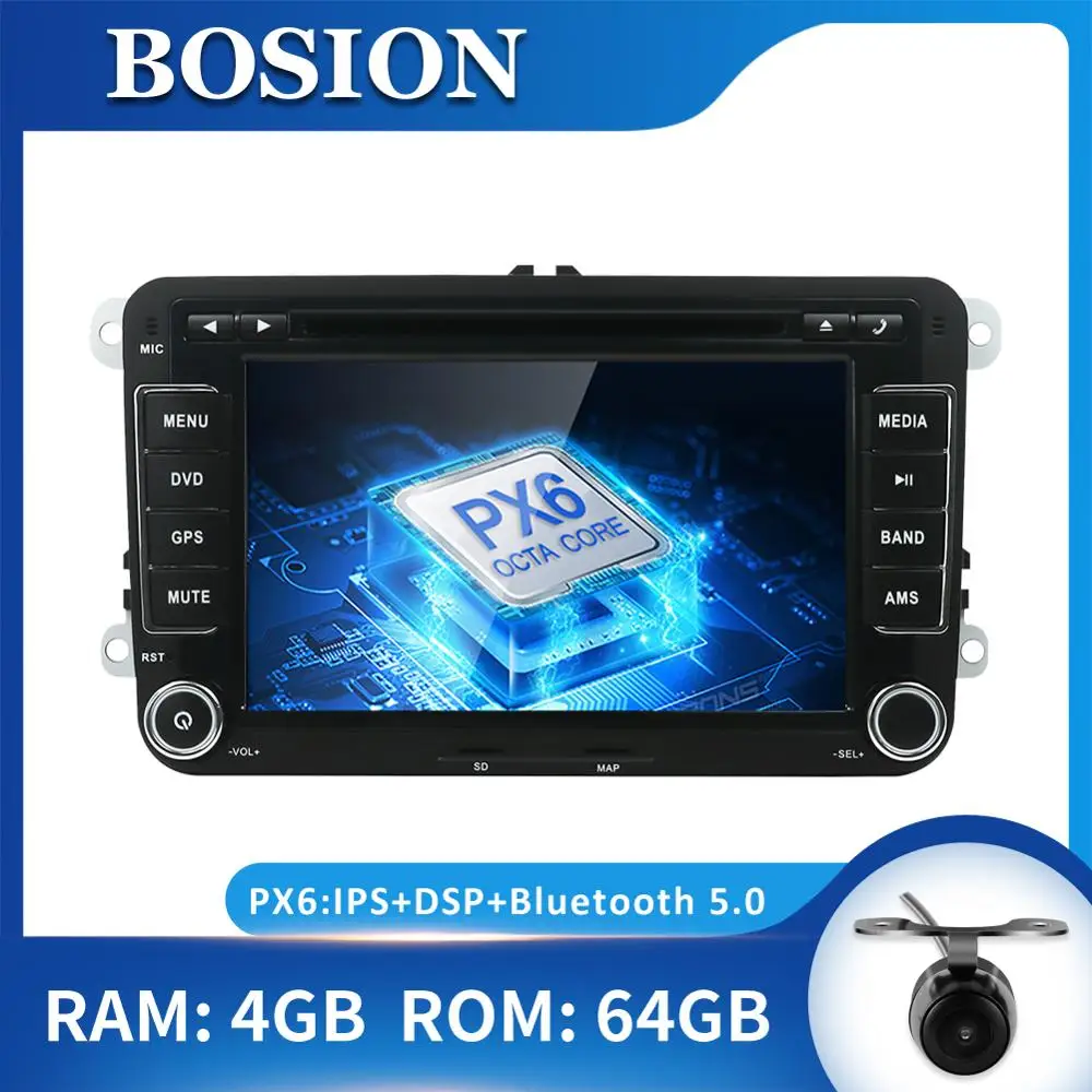 Bosion Android 10 PX6 автомобильный DVD плеер GPS навигатор для Volkswagen Skoda Octavia golf 5 6 touran passat B6 polo