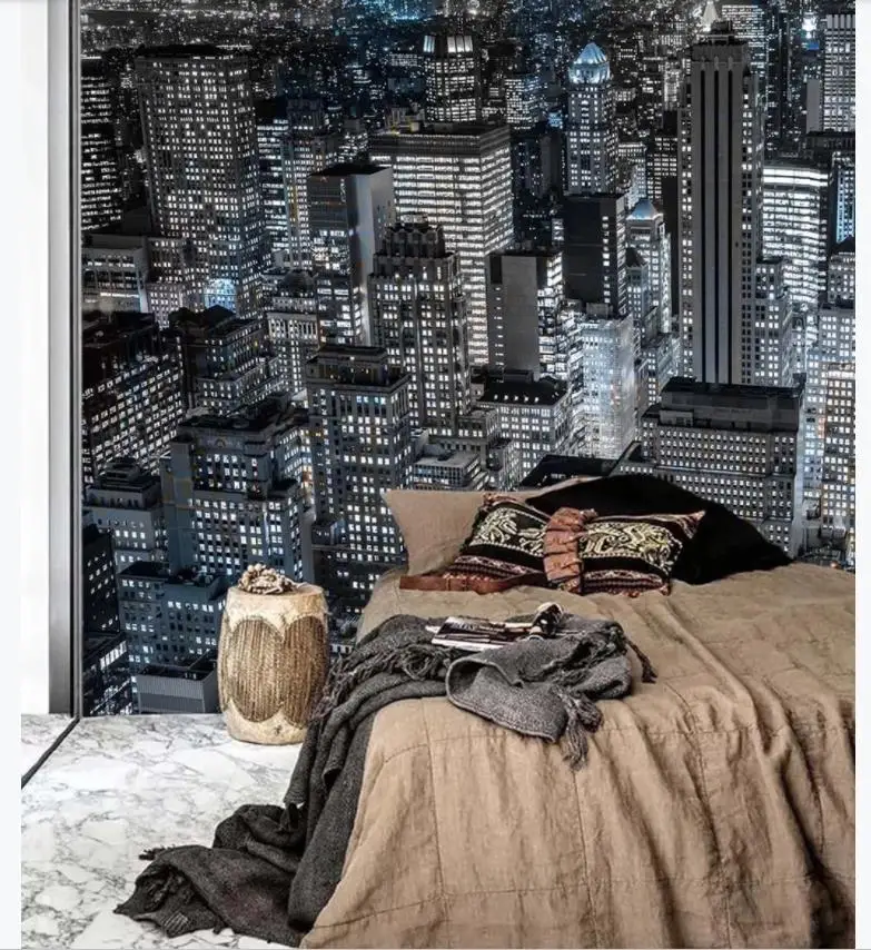 wallpaper for walls 3 d living room Modern city night scene background wall | Обустройство дома