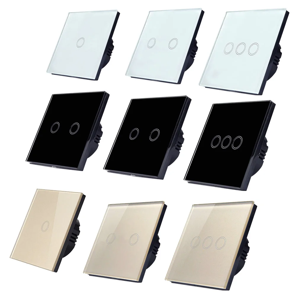 Сенсорный выключатель света 1/2/3 клавиши 1 канал Хрустальный сенсорный экран из