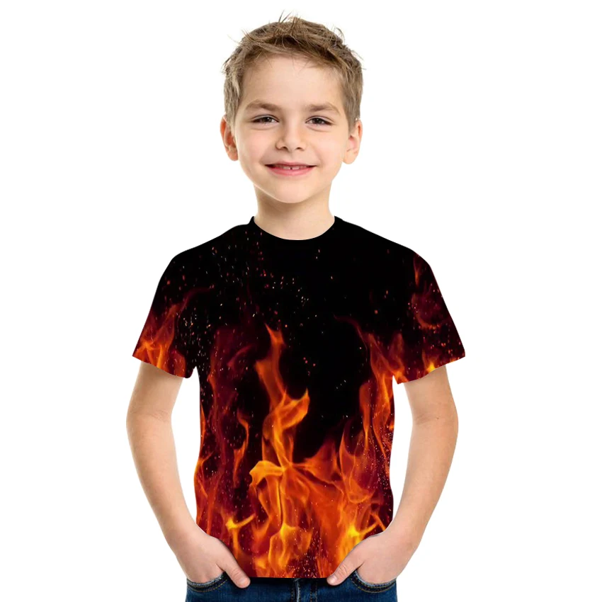 

2021 summer new style 3D printed clothing boys and girls loose and comfortable milk silk fabric 4T-16T