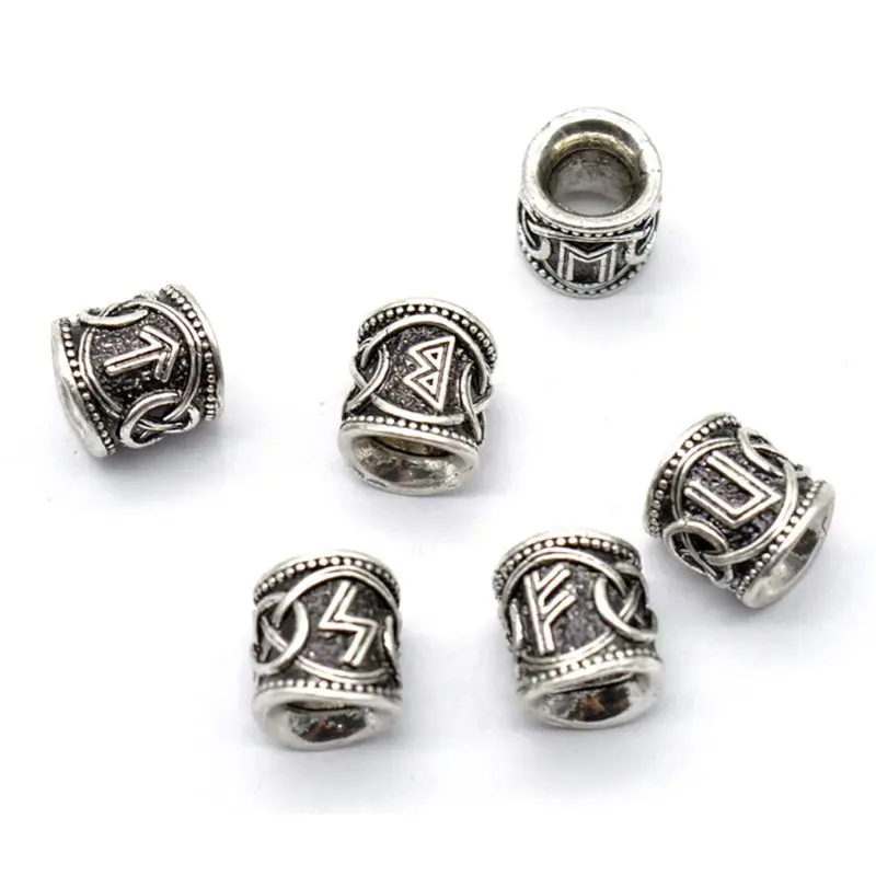24Pcs Vintage Silver Norse Viking Rune Beads Bracelet Hair Beards Jewelry Making | Украшения и аксессуары