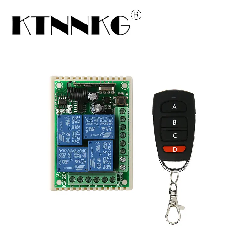 433 МГц Универсальный беспроводной пульт дистанционного управления DC 12 В 4 банды