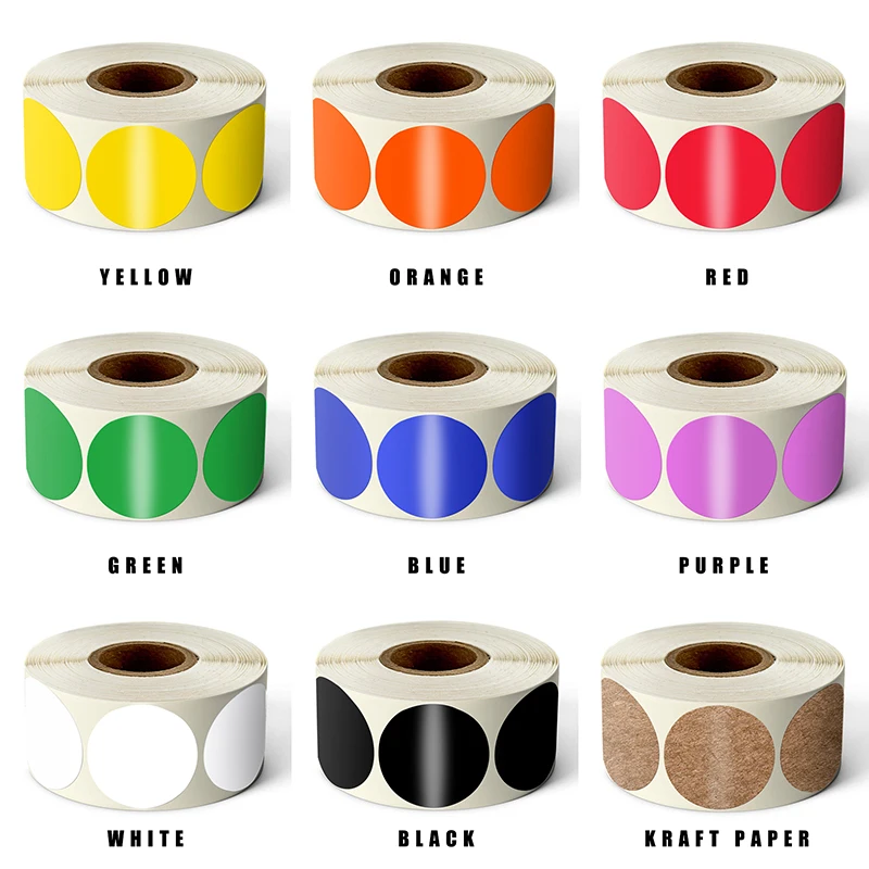 Chroma-etiquetas adhesivas de 1 pulgada para ni&ntilde;os, etiquetas adhesivas de colores, 500/rollo, para decoraci&oacute;n de juguetes, para profesores-4