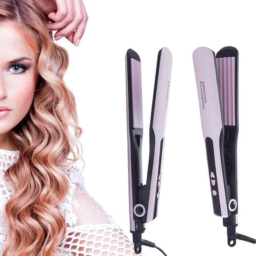 Digital LCD Hair Straightener Curlers Pink Splint Tourmaline Ceramics Roll Curature Dural-usage for Man Women | Красота и здоровье