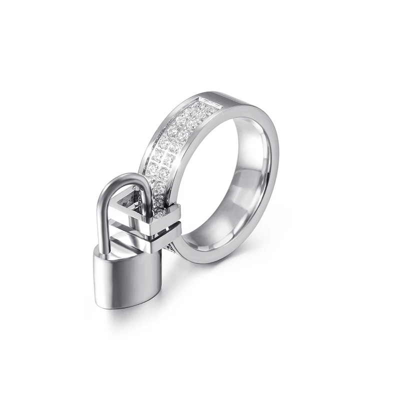 

New 6mm Top Grade Titanium Steel Lock Rings Gold Color Accessories Argil Jewel Ring Fashion Jewelry Lovers Party Couples Gifts
