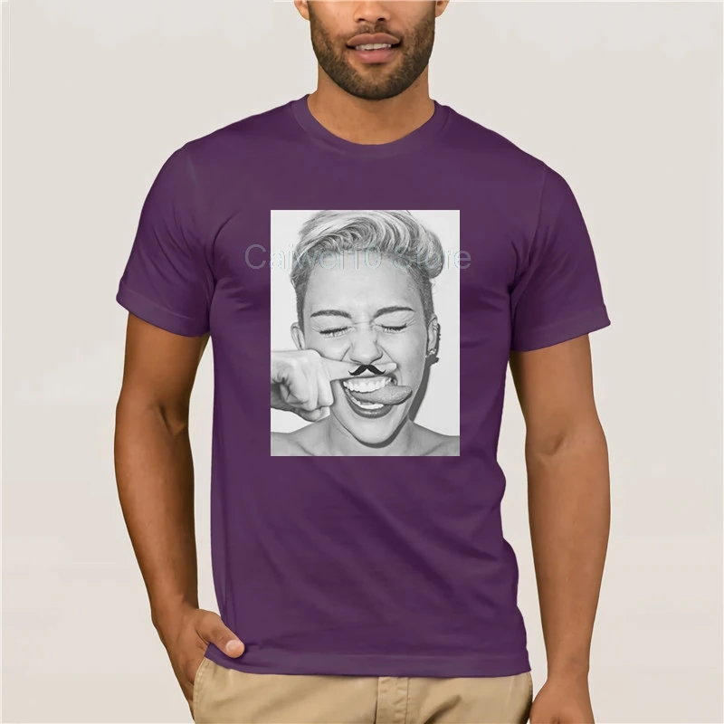 

Top Men's T-shirt New Blaze Man Funny Miley Cyrus Mustache Gift Idea quality fashion men tshirt