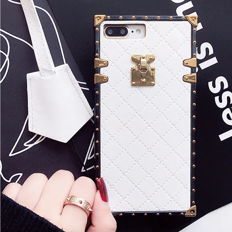 White Кожаный чехол для мобильного телефона samsung galaxy S8 9 10 Plus Note 8 9, квадратный прямоугольный ремешок S10 Lite чехол - Цвет: White