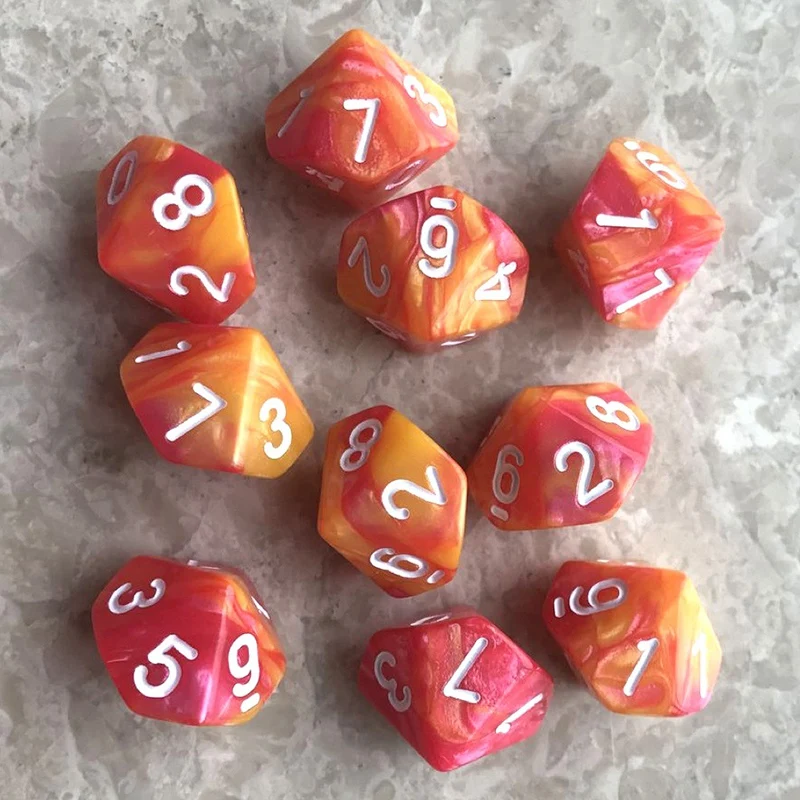 

10Pcs/Set 10 Sided D10 Polyhedral Dices Numbers Dials Desktop Table Board Game PXPF