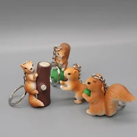 a set of 4 pieces of 2 colors cute squirrel doll keychain small animal men and women bag pendant accessory zoo