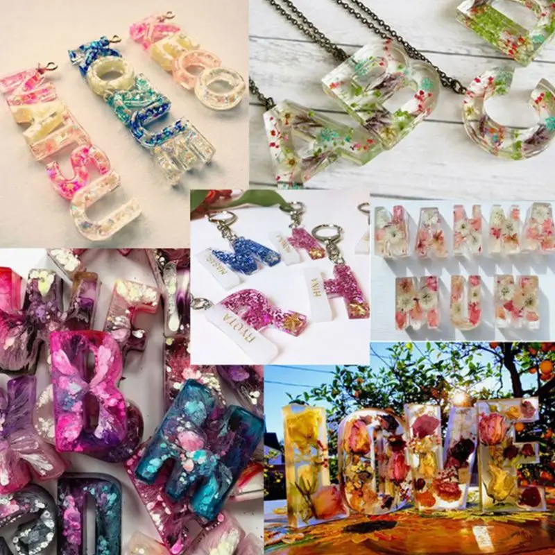 

1 Set Crystal Epoxy Resin Mold Alphabet Letter Number Casting Silicone Mould X7YC