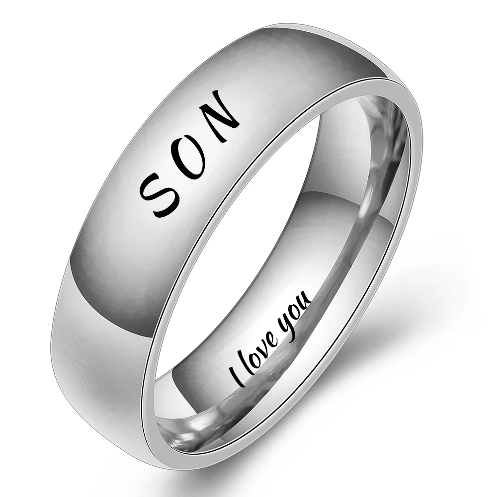 6mm SON-S Семья для папы и сына, одежда для мамы и дочки с гравировкой выразить свою любовь память подарок кольцо Высокое качество Нержавеющая сталь ювелирные изделия Для женщин и мужчин кольца - Цвет основного камня: 6mm SON-S