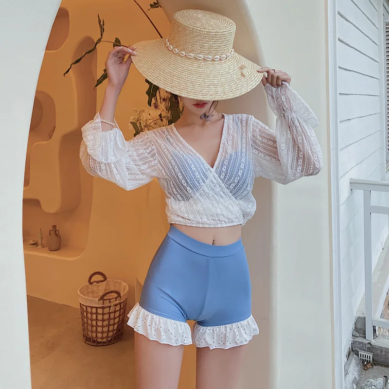 

Женский слитный купальник из полиэстера, с длинным рукавом