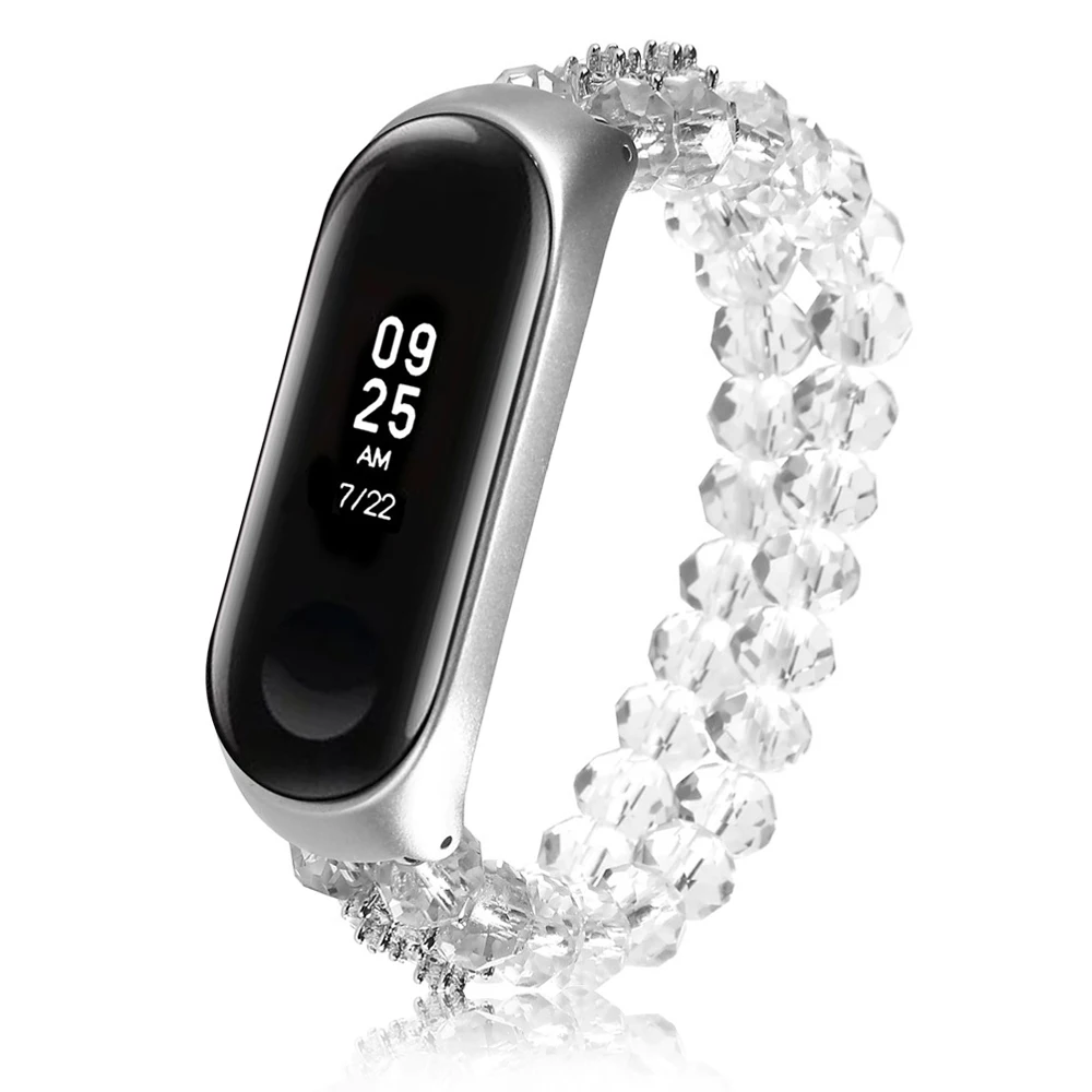 Белый/черный/розовый женский браслет с кристаллами для Xiaomi Mi Band 6 5 4 3 эластичный