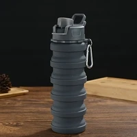 high quality foldable cup collapsible water bottle portable leak proof silicone sports travel outdoor bottle with lid