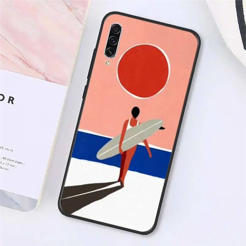 

surfboard surfing cartoon art Phone Case For Samsung galaxy A S note 10 7 8 9 20 30 31 40 50 51 70 71 21 s ultra plus