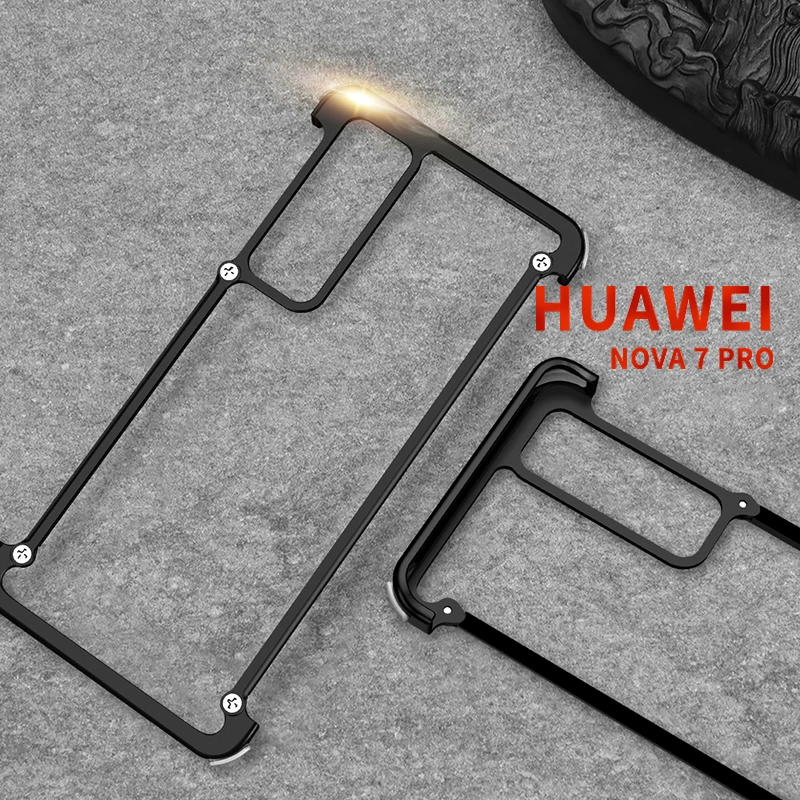 

Airbag Shockproof Phone Case For Huawei Nova 7 And 7 Pro Luxury Metal Frame Shape With Original Bumper Back Cool Cover