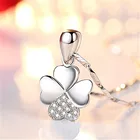 Ожерелье женское из серебра 925 пробы, с цирконом и клевером