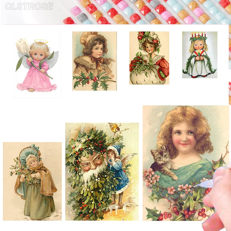 

Diamond Painting Figure 5D Diy Kit Mosaic Square and Round Diamonds Fairy Godmother Holding Branches Decoration for Baby Room