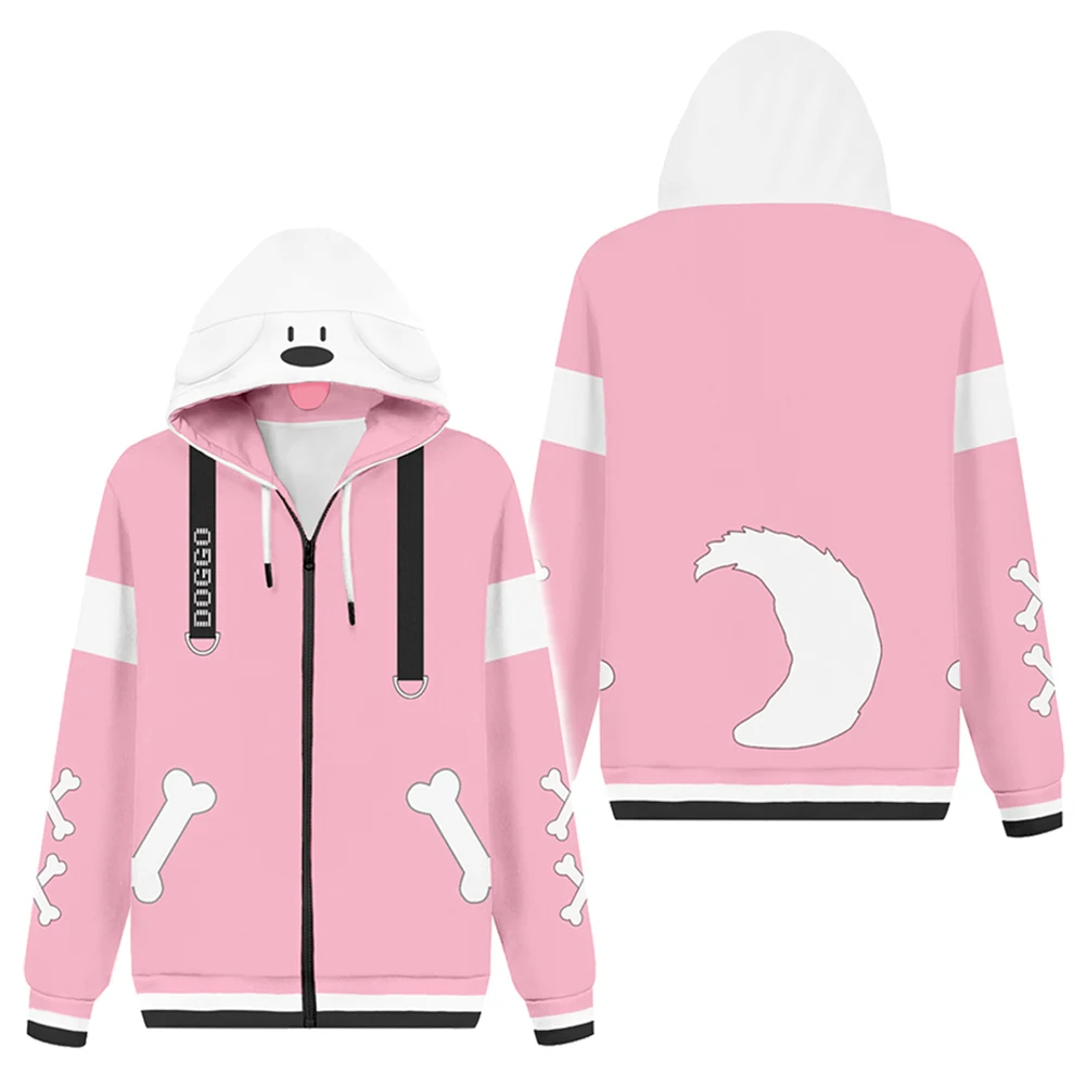 

Anime Hololive Inugami Korone Cosplay Hoodie Zipper Up Hood Hoodie Pullover Sweatshirt Jacket Coat