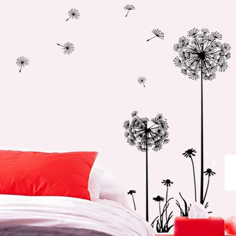 Летающий черный Одуванчик гостиная прихожая спальня настенные наклейки бытовые