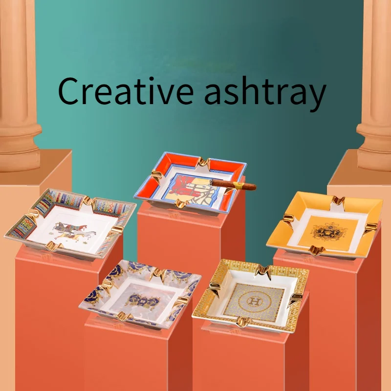

Высококлассная керамическая пепельница легкая Роскошная в европейском стиле цилиндр для сигар Ретро Декор для дома бара офиса симпатичная...