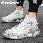 Sxclaee модные летающие вязаные высокие мужские повседневные туфли удобные дышащие дорожные технические нескользящие спортивные туфли 47