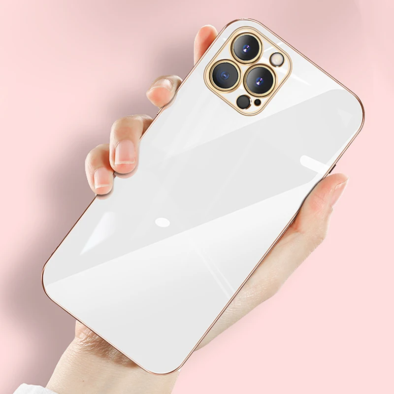 Luxury Plating Frame 6D Bling Soft Silicone Case for iPhone 11 12 13 Pro Max Mini X XR XS 7 8 Plus SE 2020 Shockproof TPU Cover