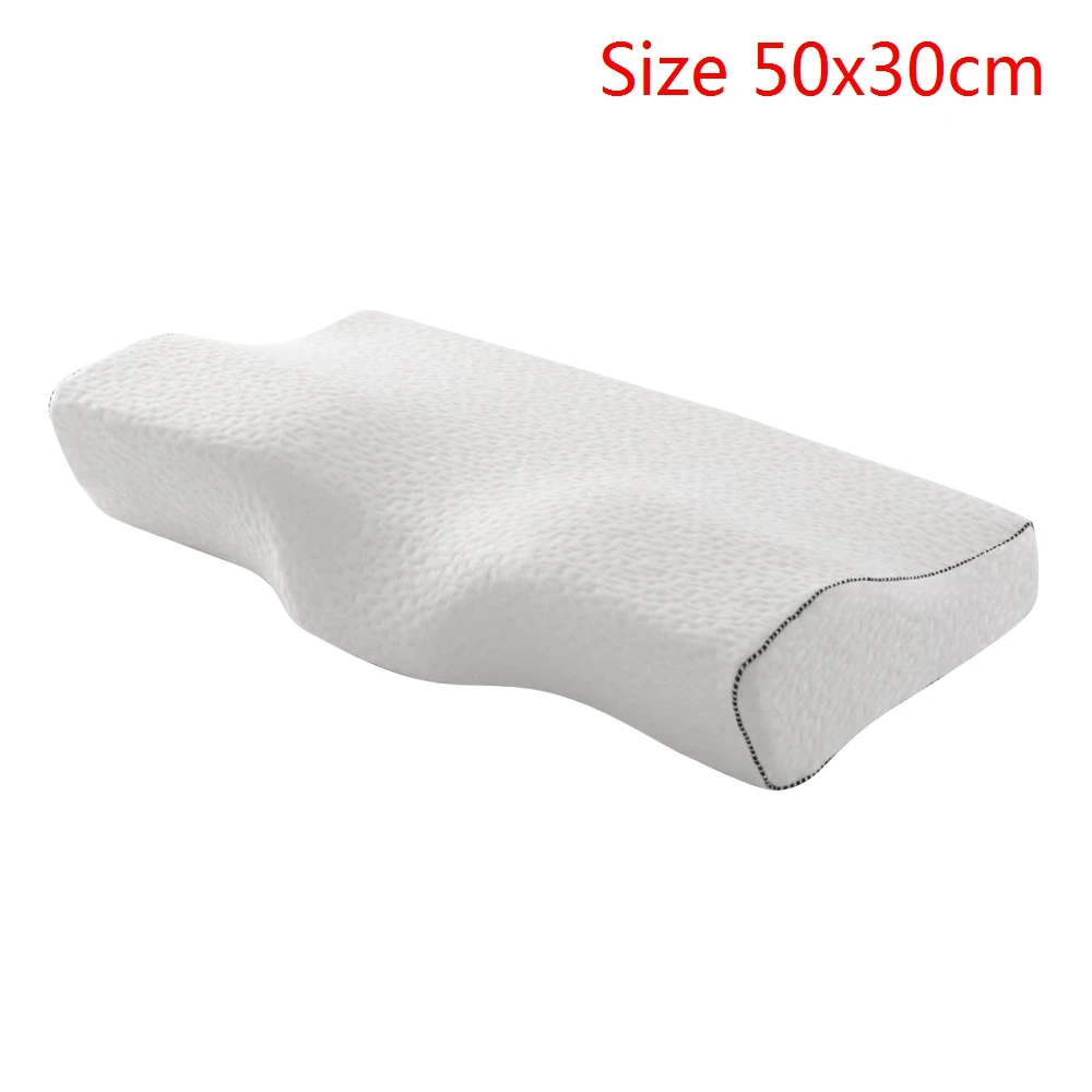 white 50x30cm Ортопедическая подушка из пены с эффектом памяти в форме бабочки, постельные принадлежности, подушки, белая Шейная подушка для шеи, медленный отскок, уход за здоровьем, обезболивание - Цвет: white 50x30cm