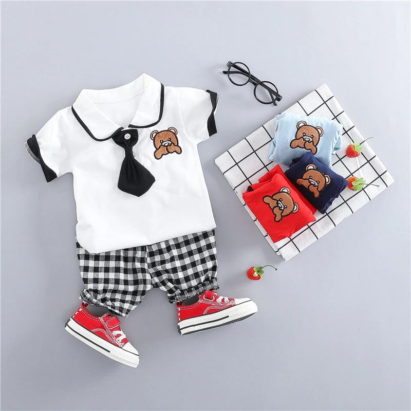 

Комплект летней одежды для маленьких девочек и мальчиков от HYLKIDHUOSE, футболка с отворотом и шорты с мультяшным рисунком для малышей, повседне...