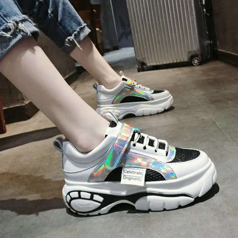 Размеры 35-44 женские модные повседневные кроссовки на толстой подошве высокого