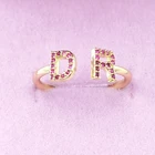 18k Регулируемая пользовательское имя кольца Цветной циркон, для нанесения кольца с буквами, на день рождения, Ювелирные изделия из кристаллов для подарка на день рождения