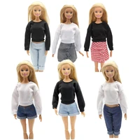 11 5 pure black white hoodie shirt sweatershirt tops 16 bjd clothes for barbie doll accessories outfits kids playhouse diy toy