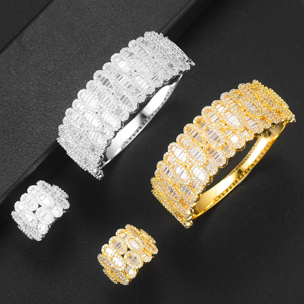 missvikki Luxury finely Gold Bangle Ring Sets for Women Wedding Dubai Bridal aretes de mujer modernos | Украшения и аксессуары