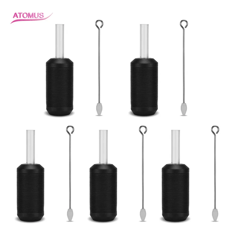 

5Pcs/set 25MM Tattoo Grip with Needle Bar Black Soft Silicone Permanent Makeup Tattoo Supply