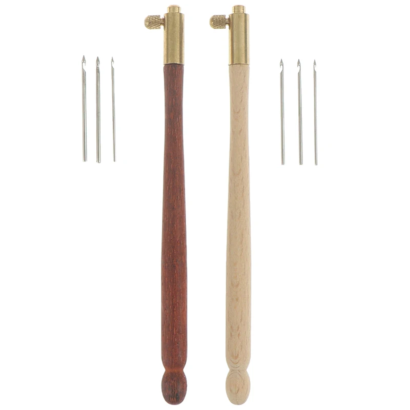 

1set French Crochet Embroidery Beading Hoop Sewing Tool Set DIY Craft Wooden Handle Tambour Crochet Hook With 3 Needles