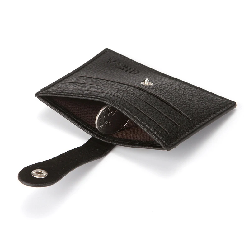 

Lychee Pattern Card Holders PU leather Coin Purse Solid Color Business ID Case Money Pocket Slim Leather Wallet Hasp Card Cover