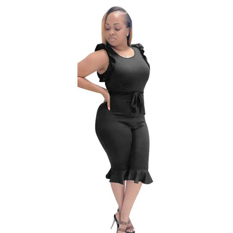 

TNNAOFF Plus Size Solid Bodycon Playsuits for Women Summer Fashion Sleeveless Bandage One Piece Streetwear Club Casual Rompers
